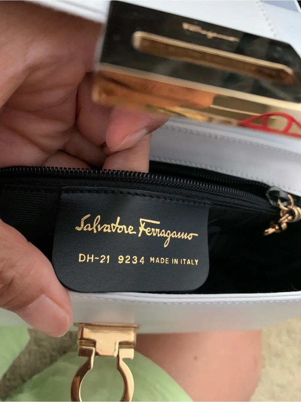 Salvatore Ferragamo Vintage white Leather Top-Handle Satchel with Gold Hardware